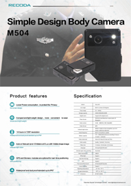 Câmera de corpo de design simples M504